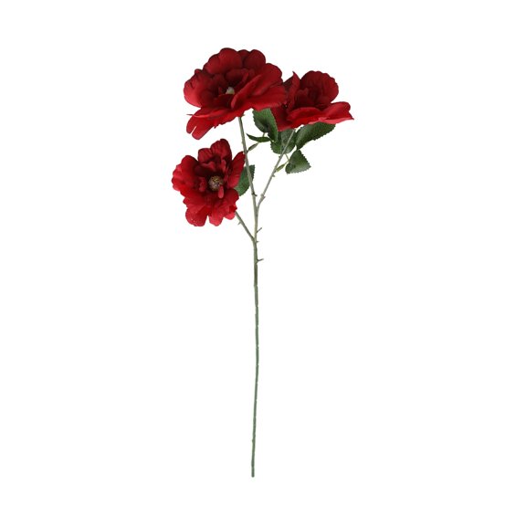 1Pc Artificial Flower and Leaf Decoration, Simulated Three-Headed Phoenix Flower Cutting, Suitable for Living Room Balcony Dining Table Decoration (Red)