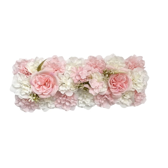 1Pc Artificial Flower Row Panels, Faux Silk Flower Wall Backdrop Rows, Rose Hydrangea Floral Runner Panels, Realistic Fake Flower Arrangement Backdrop, Wedding Arch Floral Row Decorations