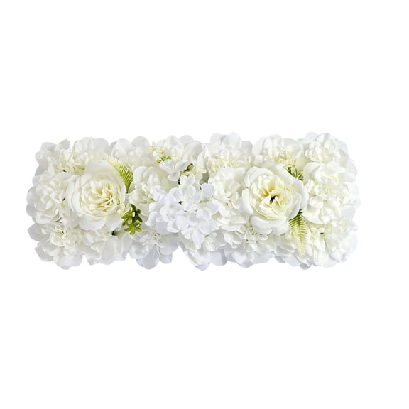 1Pc Artificial Flower Row Panels, Faux Silk Flower Wall Backdrop Rows, Rose Hydrangea Floral Runner Panels, Realistic Fake Flower Arrangement Backdrop, Wedding Arch Floral Row Decorations