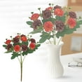 thumbnail image 1 of 1Pc Artificial Hydrangea Flower Realistic Faux Floral Stem for Home Wedding Table Arrangement Seasonal Decorative Display,artificial flowers,hydrangea decor,Brick Red, 1 of 10
