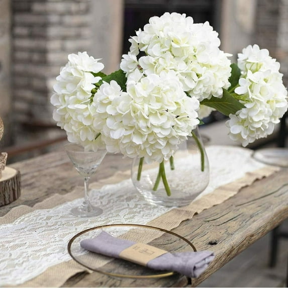 1Pc Artificial Hydrangea Flower,White Hydrangea Artificial Flower,Real Touch Plant Fake Hydrangeas for Indoor Outdoor Decor,Wedding Flowers Bouquets Faux Flower Kitchen Centerpiece Table Decoration