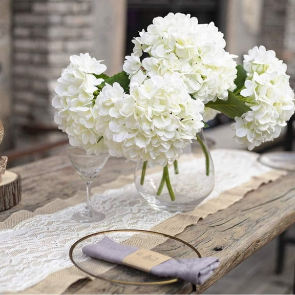 1Pc Artificial Hydrangea Flower,White Hydrangea Artificial Flower,Real Touch Plant Fake Hydrangeas for Indoor Outdoor Decor,Wedding Flowers Bouquets Faux Flower Kitchen Centerpiece Table Decoration