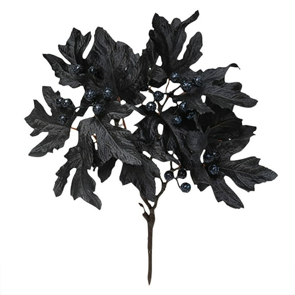 1Pc Artificial Maple Leaf Pick Single Artificial Maple Leaf For Living Room,Plastic Black