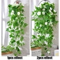 thumbnail image 1 of 1Pc Artificial Morning Glory Flower Vines, 3.28ft Hanging Plants Silk Garland Fake Green Plant Home Garden Wall Fence Indoor Outdoor Wedding Birthday Decor, 1 of 14