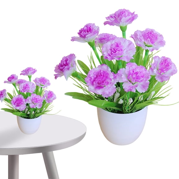 1Pc Artificial Potted Carnation Artificial Carnation Pot For Living Room,Plastic (E)