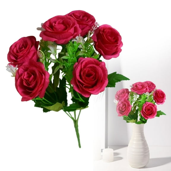 1Pc Artificial Rose Flower Pick,Realistic Silk Artificial Flowers with Stems,Artificial Rose Flower Heads Real Looking Fake Roses for Valentine's Day Gifts,Engagement,Anniversary,Wedding,Red,12"