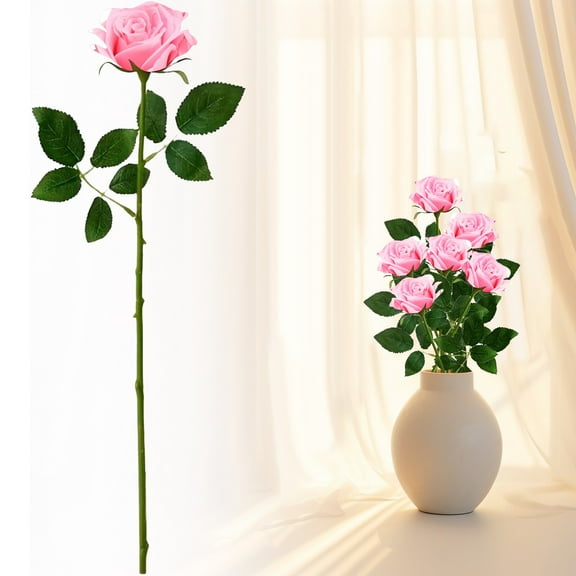 1Pc Artificial Single Stem Rose Flowers,Realistic Long Stem Fake Roses Bulk with Natural Petal Texture,Fade-Resistant Flowers for Wedding Valentines Day Decoration,Home Vase Arrangements,D,17.6"