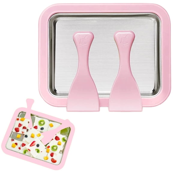 1Pc At-Home Rolled Ice Cream Maker Kit,Instant Freeze Plate,Frozen Yogurt Machine,Instant Ice Cream Roll Maker Machine,DIY Homemade Frozen Dessert Tray with 2 Scrapers,Kitchen Tool,Ice Cream Machine