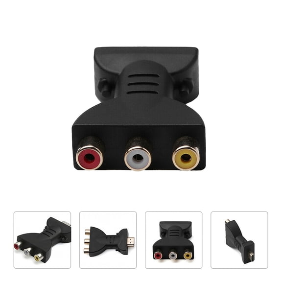 1Pc Av Cable Adapter Black for Home Hdtv Dvd Projector Support Rca Video Output