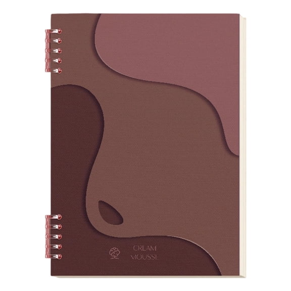 1Pc B5 Refillable Binder Notebook, Loose Leaf Journal with 60 Sheets 120 Pages, 7.2" x 10.03" Burgundy Rose Abstract Wave Ring Notepad