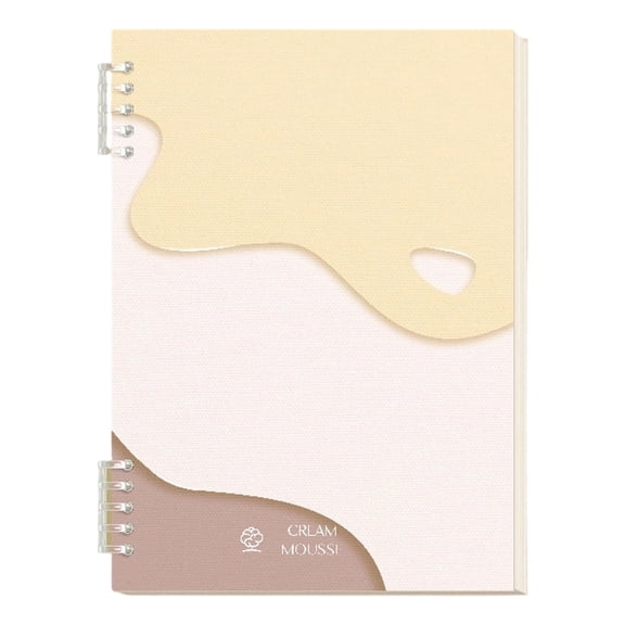 1Pc B5 Refillable Binder Notebook, Loose Leaf Journal with 60 Sheets 120 Pages, 7.2" x 10.03" Cream Butter Yellow Abstract Wave Ring Notepad