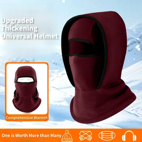 1Pc Balaclava Ski Mask for Men and Women,Breathable Balaclava Winter Thermal Face Hood,Outdoor Winter Warm Hat Neckband Integrated Cycling Mask,Balaclava Face Ski Mask with Movable Deisgn,Wine,14x16"