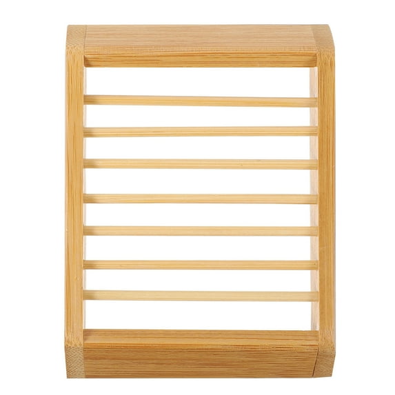Raindrops Bamboo Soap Dish Beige Minimalist Design for Bathroom 1Pack 4.44x3.26x0.90in