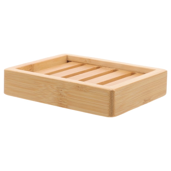 1Pc Bamboo Soap Dish Soap Drainer Handmade Soap Tray Simple Organizer