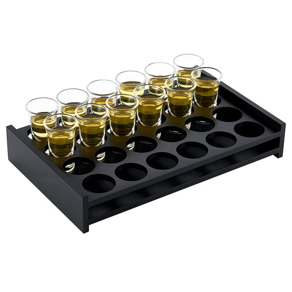 1Pc Bamboo Wine Glass Display Stands Mug Racks Rectangle Black 320x200x55mm DIY