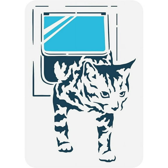 1Pc Banksy Cat Flat Painting Stencil Kitten Climbing The Window Stencil Plastic Hollow Out Stencil for Painting