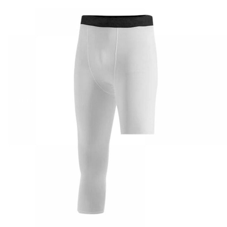 1Pc Basketball Single Leg Leggings Men's Sports Training Pants Fitness Long  Short Leggings White 2 L