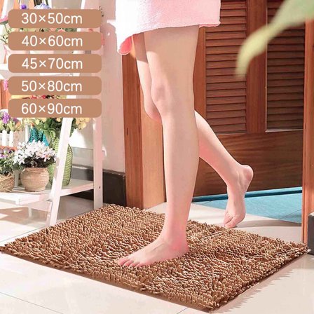 1Pc Bathroom Mat Champagne Color Bathroom Rug Absorbent Bath Mat Soft and Comfortable Furry Durable Thickened Bathroom Rug Machine Washable Reusable Carpet