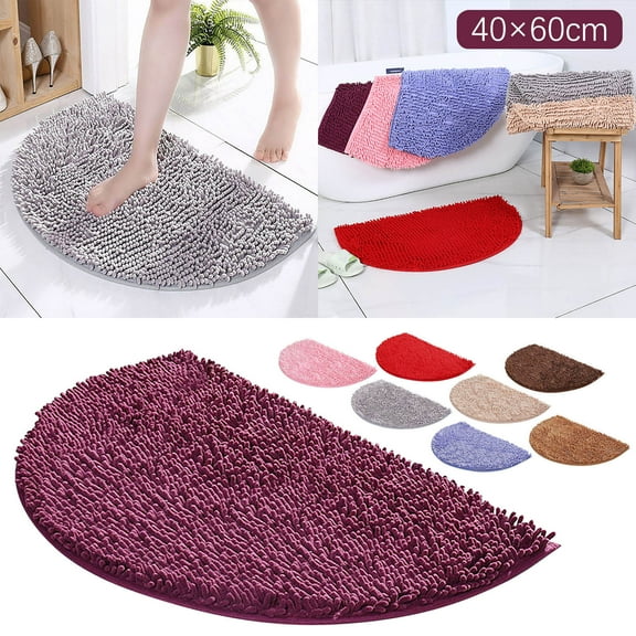 1Pc Bathroom Mat Half Round Bathroom Rug Won'T Slip Bathroom Mat Soft and Comfortable Furry Durable Thickened Bathroom Rug Machine Washable Reusable Carpet