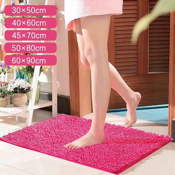 1Pc Bathroom Mat Rose Red Bathroom Carpet Absorbent Bathroom Mat Soft and Comfortable Furry Durable Thickened Bathroom Carpet Machine Washable Reusable Carpet