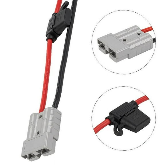 1Pc Battery Shunt Line For Anderson 50Amp 10Awg Plug Connector Double Cable 300Mm Battery Connection Extension Cable Replacement