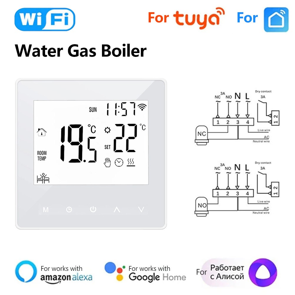 1Pc Battery Wired Boiler Smart Thermostat Wifi 110230V Ac WallMounted