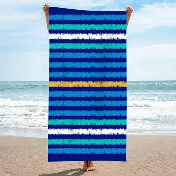 1Pc Beach Towel Microfiber Beach Towel Ultra Light Stripe Rainbow Pattern Bath Towel Sand Proof Beach Blanket Travel Multipurpose Towel 75 X 150 Cm Bath Towel