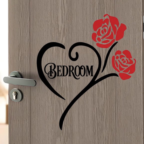 1Pc Bedroom Decal, Minimalist Heart Flower Quote Wall Sticker, Diy Decor For Doors Windows, Ideal For Kids S Home Office Room Decoration