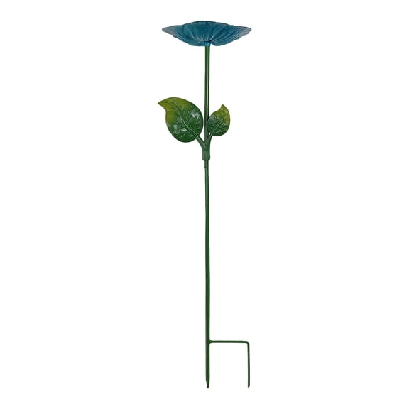 1Pc Bee Bath Watering Station, 25 x 5.5 Inch, Metal Flower Bee Feeder for Garden, Colorful Butterfly Feeder & Outdoor Pollinator Station for Birds, Bees & Butterflies(Blue)