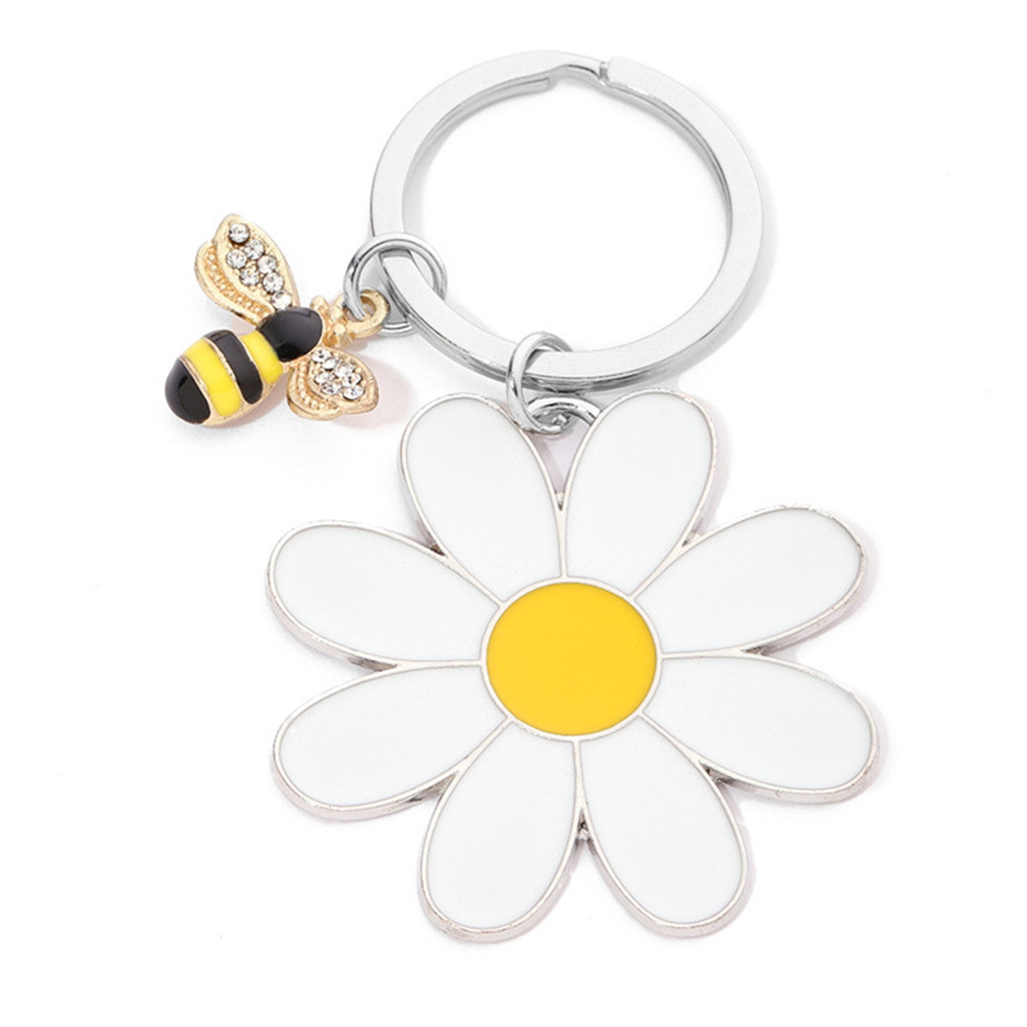 SHTALHST Daisy & Butterfly Keychain Set - Cute Floral & Insect Purse Charms For Women, Gift For Birthdays, Valentine's Day, Christmas