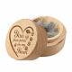 1Pc Beech Wood Engraved Pet Hair Keepsake Boxes Round Wooden Pet Fur Memorial Cases with 1Pc Rectangle Velvet Pouches Heart 5x3.6cm