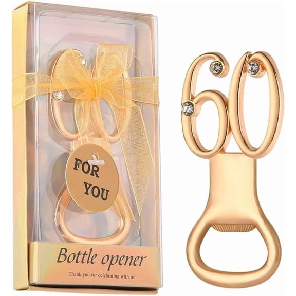 1Pc Beer Bottle Opener 84x40x4.5mm Golden Alloy Wine Opener Number 60 Anniversary Favors