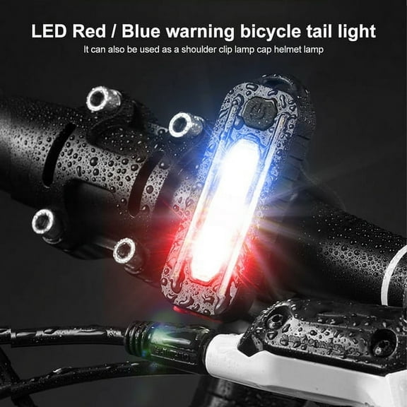 1Pc Bicycle Tail Ligh with Clip USB Charging, LED Red Blue Warning Safety Light, Police Shoulder Light, Bicycle Rear Light Work Lamp Blinker Light