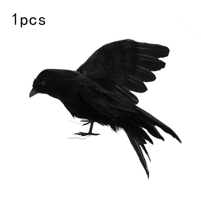 2 Piece Glitter Black Crows Halloween Raven Accessory Movie Prop Indoor Decor 2 Piece Glitter Black Crows Halloween Raven Accessory Movie Prop Indoor Decor