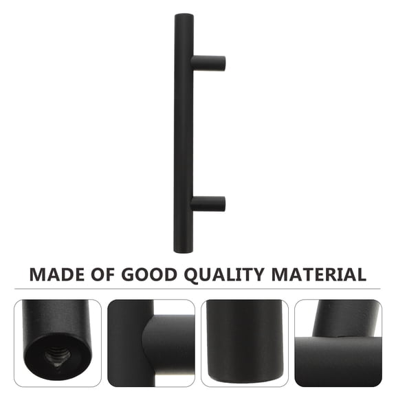1Pc Black Steel Furniture Handle Easy Mounting for Cabinet Door Wardrobe Drawer