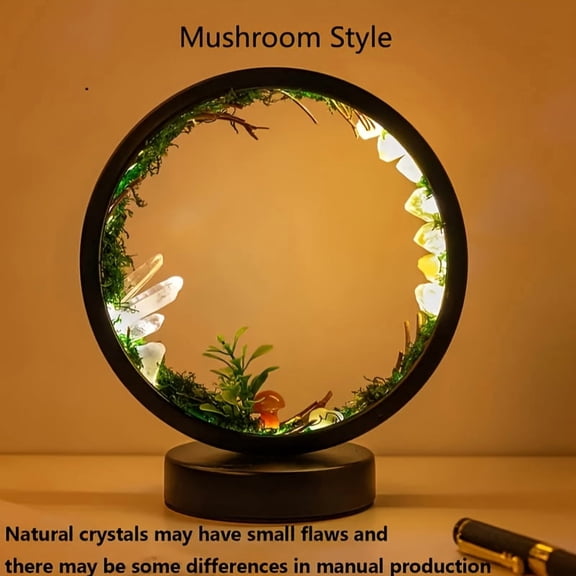 1Pc Bohemian Crystal Mushroom Night Light, Fairy Lamp, Novelty Lamp, Fantasy Decor, USB-Powered, Polished Natural Stones, Artificial Greenery for Bedroom, Living Room, Valentine's Day, Birthday Gift