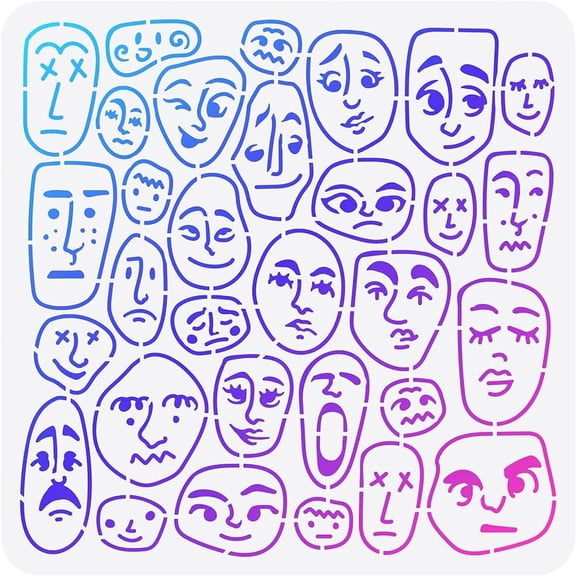 1Pc Boho Cartoon Portrait Stencil for Painting Abstract Human Face Portrait Drawing Template Facial Expression Pattern Painting Stencils