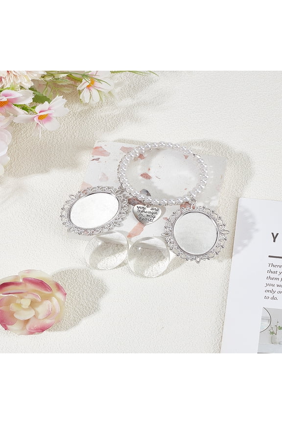 1Pc Bouquet Photo Charms Oval Blank Glass Wedding Bouquet Picture Frame Jewelry Making Charms for Wedding Bouquet Photo Pendant Jewelry Making