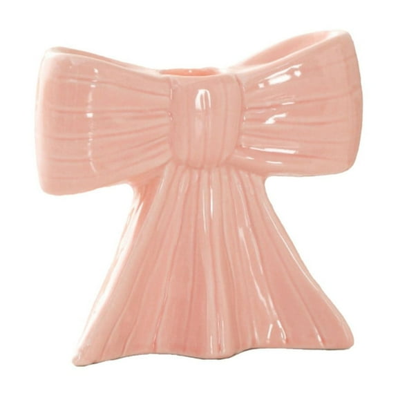 1Pc Bow Vase Ceramic Vase Pen Holder Ceramic Vase Makeup Brush Holder Bow Design Decorative Women Gifts for Christmas Home Bedroom Livingroom Table Centerpiece Decor, Multicolor(Pink,4.6x4.6x4.2")
