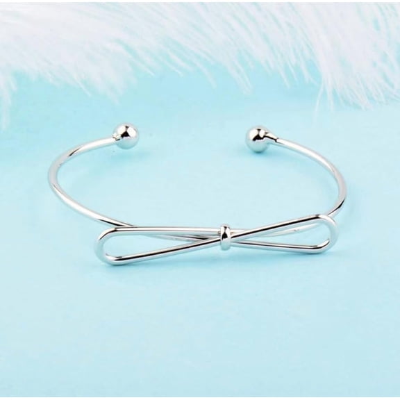 1Pc Bowknot Alloy Open Cuff Bangles Torque Bangles for Women Platinum Bowknot Charm Bangles for Women Elegant Gifts DIY Jewelry Inner Diameter: 2-3/8 inch(6cm) Platinum