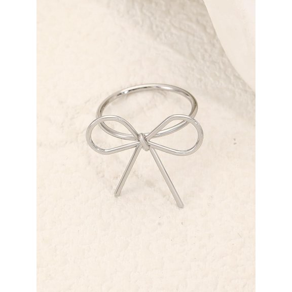 1Pc Bowknot Iron Finger Rings for Women Platinum Inner Diameter: 17mm DIY