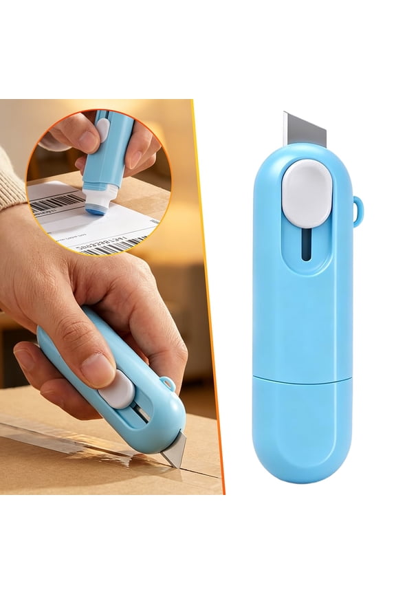 1Pc Box Opener, Package Opener with Scraper, Retractable Utility Knife and Identity Protection Roller, Portable Package Cutter for Opening Boxes, Scraping Shipping Labels, Daily Use