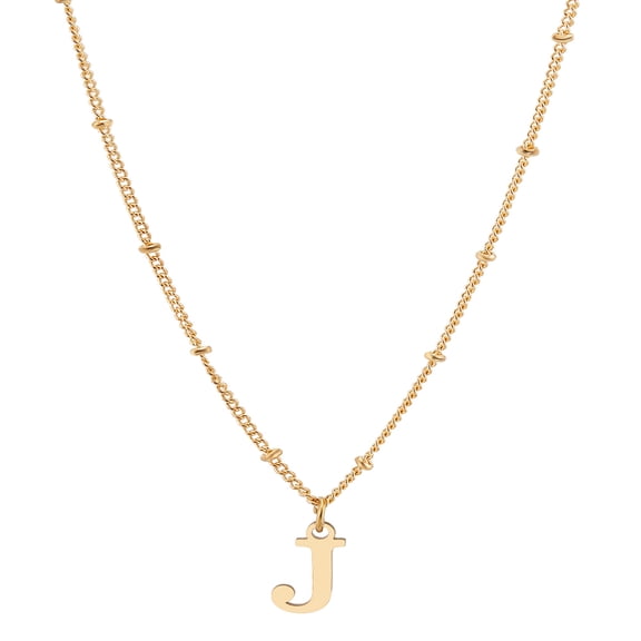 1Pc Brass Chain 304 Stainless Steel Letter Pendant Necklaces Golden Lead Free Nickel Free Cadmium Free Letter J