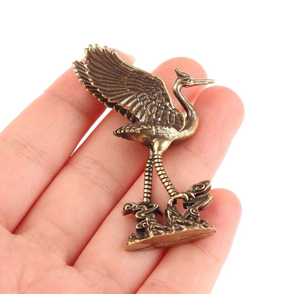 1Pc Brass Crane Figurines Miniatures Desktop Ornaments Living Room Decorations Crafts Accessories Small Animal Statue Decor