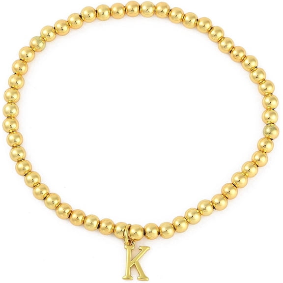 1Pc Brass Pendants Bracelets Real 18K Gold Plated Letter K 0.16 inch(0.4cm) for DIY