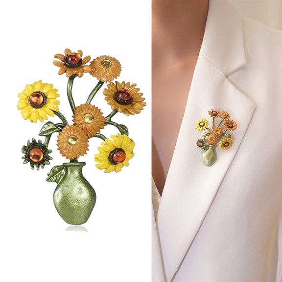 1Pc Brooches and Pins for Women, Brooch Pins, Fashion Copper Sunflower Brooch can be Paired with A Variety of Outfits and is Delicate Decoration Has A Pleasing Charm, 62*45mm