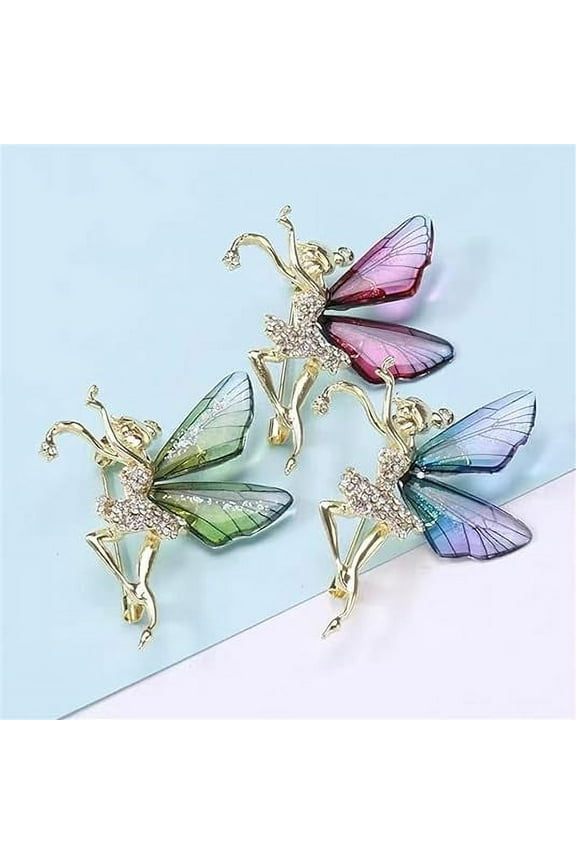 1Pc Brooches and Pins for Women, Brooch Pins, Copper Delicate Rhinestone Angel Wing Brooch is the Perfect Gift for Wife Mother or Daughter, Green