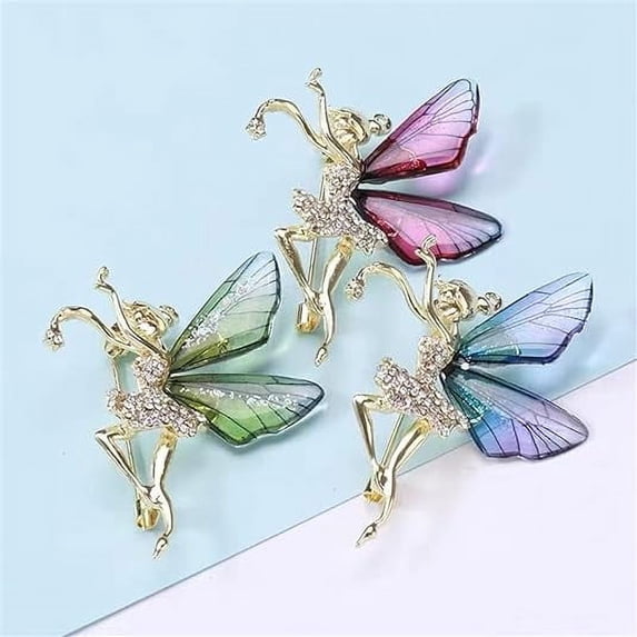 1Pc Brooches and Pins for Women, Brooch Pins, Copper Delicate Rhinestone Angel Wing Brooch is the Perfect Gift for Wife Mother or Daughter, Purple