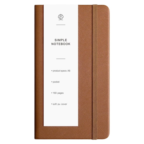 1Pc Brown Small Lined Notepad, Slim PU Leather Pocket Journal with Secure Elastic Closure, Portable Daily Diary for Business