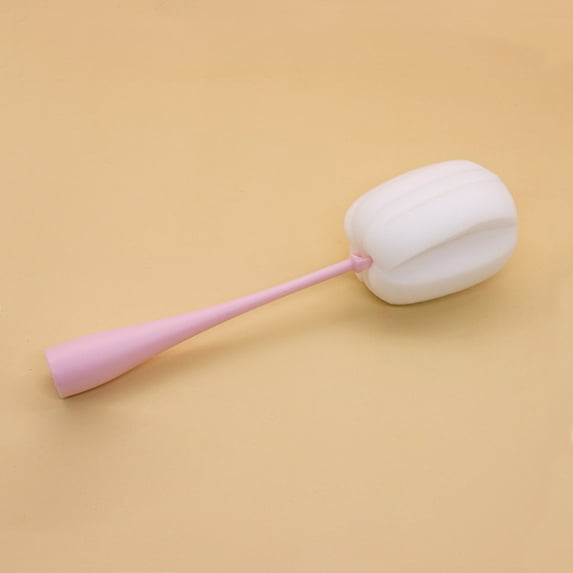 1Pc Brush,Cleaning Brush Stand Long Handle Bottle Brush Sponge Cup Brush Pink,Sponge Clean Brush with Plastic Handle for Coffee Glasses Pot Milk Cup Mugs Wine Bottle